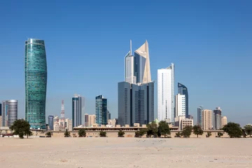 Crédence de cuisine en verre imprimé moyen-Orient Skyscrapers downtown in Kuwait City, Middle East