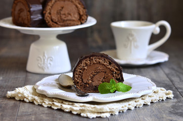 Chocolate biscuit roll.