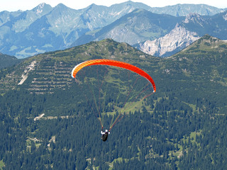 paragliding in Alps in Austria