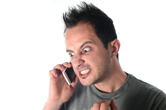 angry man scream on telephone