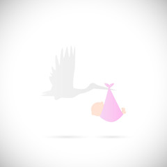 Stork and Baby Illustration