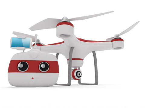 Quadrocopter drone with the camera and Radio remote controller w