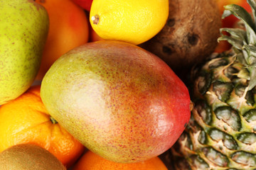 Assortment of exotic fruits close-up