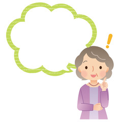 説明する高齢者女性　シニア　吹き出し