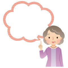 説明する高齢者女性　シニア　吹き出し