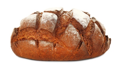 Loaf of fresh bread isolated on white