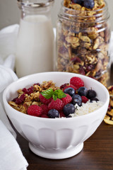 Homemade granola with berries