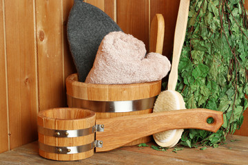 Obraz na płótnie Canvas Natural accessories in sauna