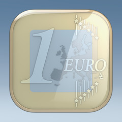 Euro Münze App Icon Form, Hintergrund Verlauf blau
