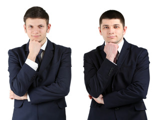 Two handsome businessmen isolated on white