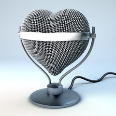 Herz Mikrofon, Studio, Auf Sendung, heller Fond