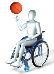 Figur in Rollstuhl mit Basketball