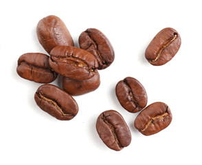 Coffee beans isolated on white