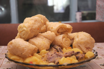 Meat and potato National German strudel