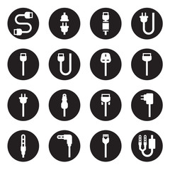 Cable wire computer and plug icons set