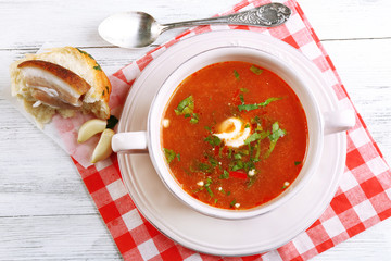 Ukrainian beetroot soup - borscht,