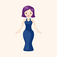 lady girl cartoon theme elements