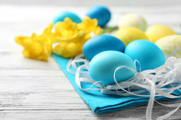 Easter composition with colorful eggs