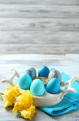 Easter composition with colorful eggs