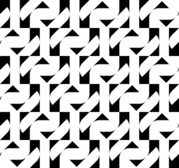 Black and white geometric seamless pattern, abstract background.