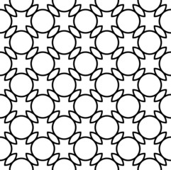 Black and white geometric seamless pattern with line and circle.