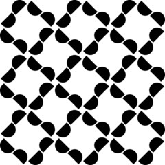 Black and white geometric seamless pattern with semicircle.