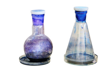 Glass flask in chemical-biological laboratory