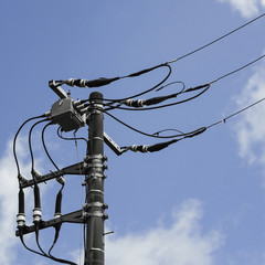 Technology of electric pole, power line and cables.