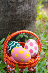 Fototapeta na wymiar Easter eggs in the basket.