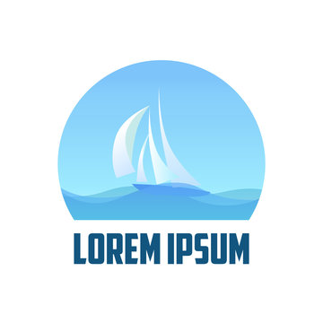 Logo with Yacht in Sea