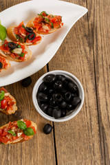 Bruschetta and olives