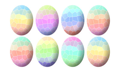 Set of colorful Easter eggs isolated on white background