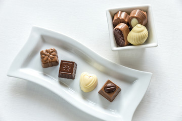 Chocolate candies of different shapes
