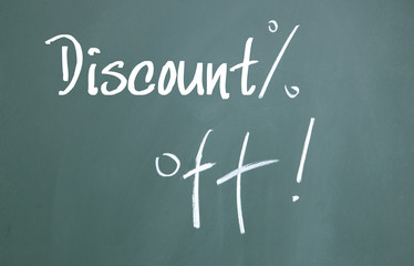 Discount sign on blackboard
