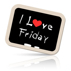I Love friday Slogan - Title on Blackboard Vector