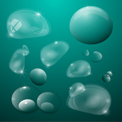 Vector Transparent Water Drops Set