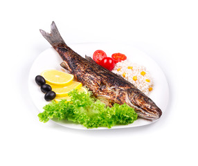 Grilled seabass with vegetables