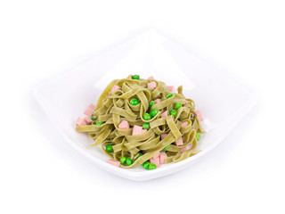 Pasta tagliatelle with green peas