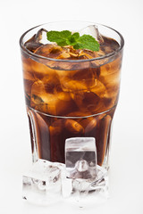 Cola (with Ice Cubes and Mint)