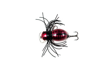 Fishing spoon-bait with hooks isolated