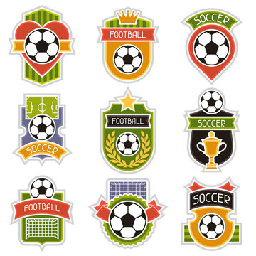 Set of sports illustrations soccer football badges.