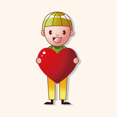 little kid with heart theme elements