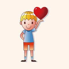 little kid with heart theme elements