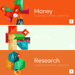 Flat design paper infographic banner set