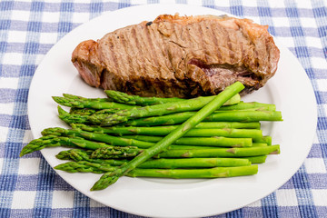 Asparagus on Plate with Steak