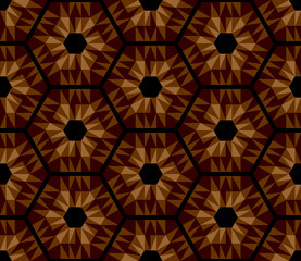 Mosaic brown hexagons seamless texture.