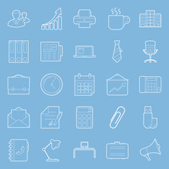 Office and marketing thin lines icons set
