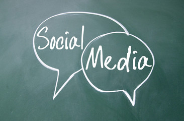 social media chat symbol on blackboard