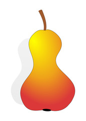 Colorful pear on a white background