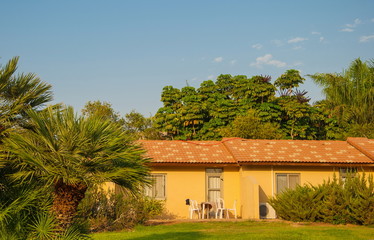 House on  kibbutz in  oasis in the desert in Israel